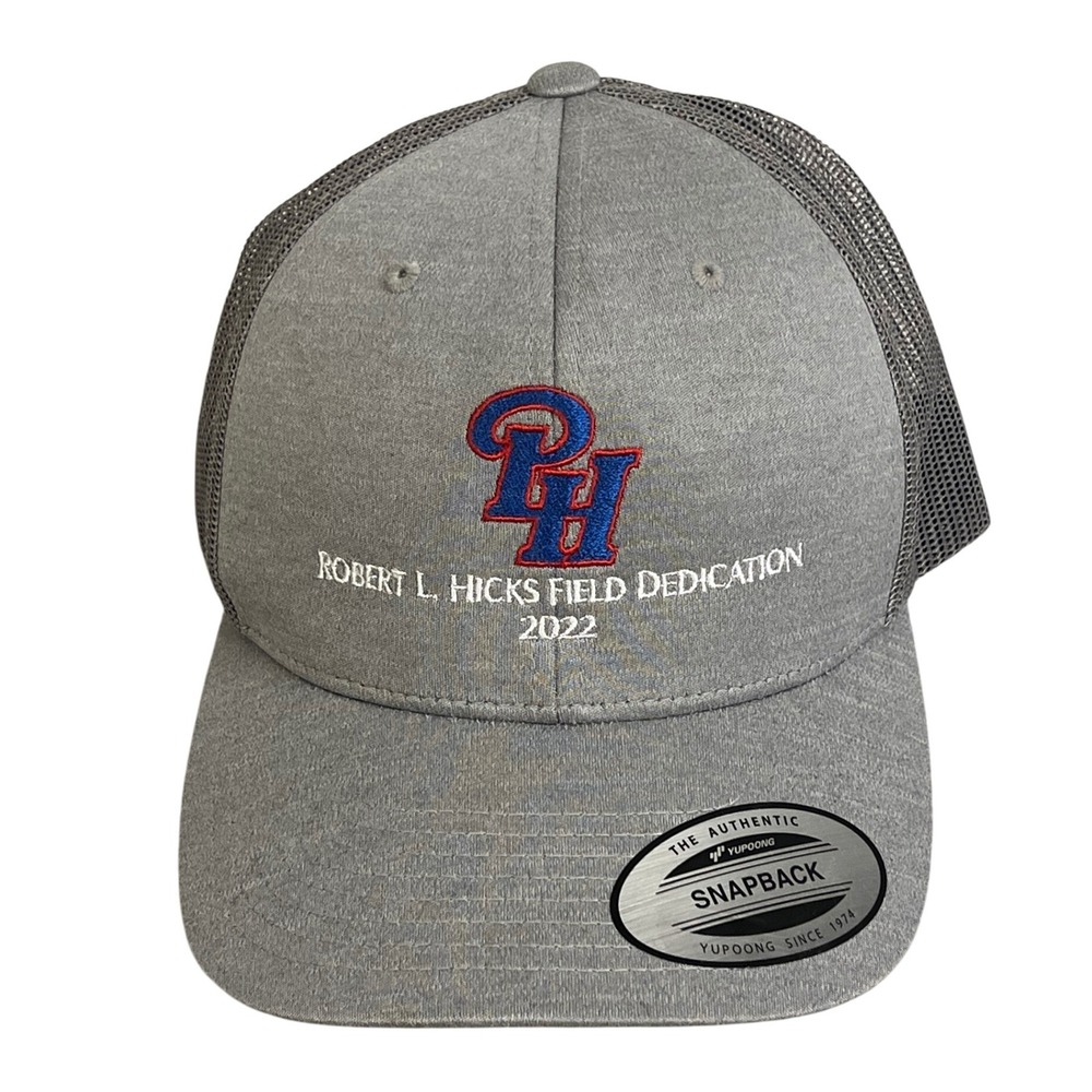 Robert L Hicks Field Dedication 2022 Pembroke Hill Snapback Trucker Hat Cap Gray